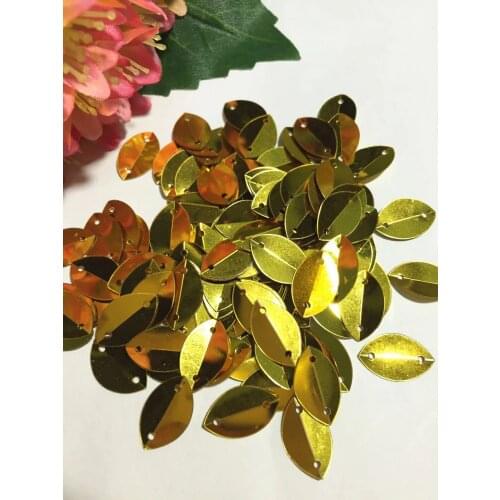 800pcs 9*15mm Cup Oval Folded Sequins For Crafts Loose Paillettes Sewing,Wedding,Kids DIY Garment Gold