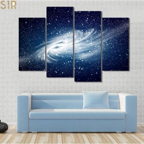 Four Consecutive Planets Starry Sky Wall Art Posters Black and White Abstract Wall Art Anime Decor Art Home Decor Milky Way