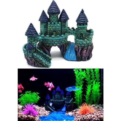Resin Artificial Fish Tank Ancient Castle Decoration Aquarium Rock Cave Building Decoration Aquatic Landscaping Ornament
