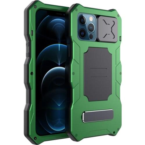 With Glass Camera Lens Heavy Duty Shockproof Fundas Metal Stand Cover for iPhone 12 Pro Max 12pro Case TPU Silicone Coque Shell
