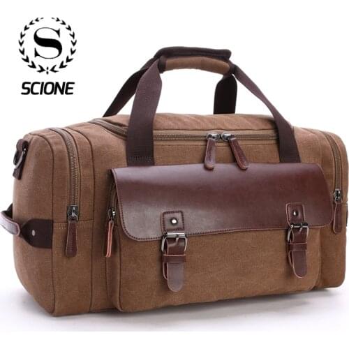 Scione Men Large Capacity Canvas Crossbody Travel Bags Practical Weekend Luggage Duffel Bag Women High Quality Shoulder Handbag