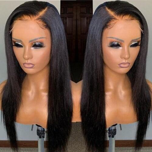 Silky Straight Lace Front Synthetic Wig Long Straight Heat Resistant Fiber Pre Plucked Wig with Natural Hairline Cosplay Wig