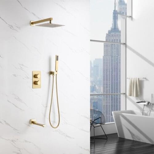 Concealed Golden Color Shower Faucets bathroom faucet mixer rainfall shower set wall mounted shower system torneira do chuveiro