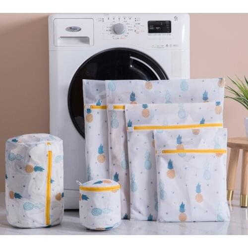 Dirty Clothes Organizer Washing Net Bags Multi Purpose with Zippered Mesh Laundry Bag For Underwear Sock 1Pcs Pineapple Printing
