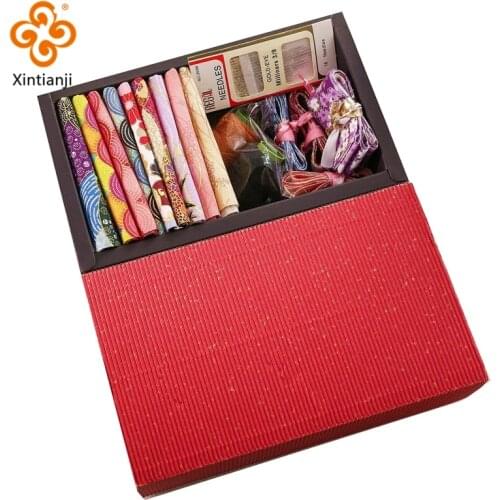 Japanese Printed Cotton Fabric Of Sewing Doll Clothes Calico Cloth Quilting Accessories Material Gift Box 1 Set