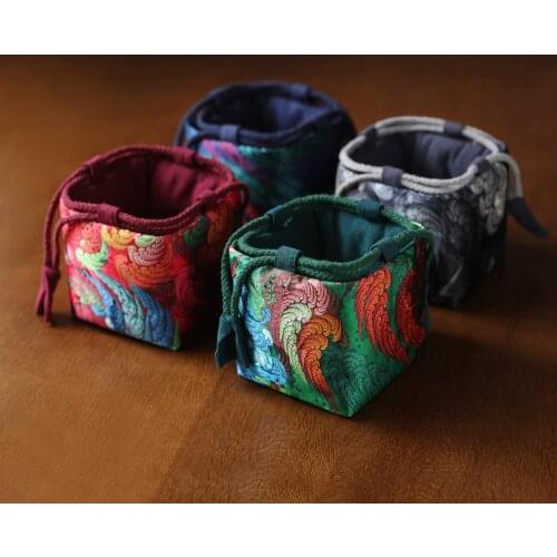 Thickened Silk Dunhuang Storage Travel Bag Cloth Bag Teapot Fair Cup Teacup Small Cloth Bag Packaging Bags