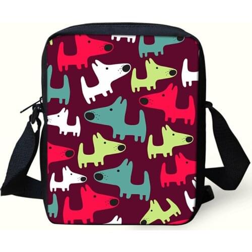 NOISYDESIGNS Dog Pattern Messenger Crossbody Bag Girl Handbags Shoulder Bags Custom Made School bags for girls mochila