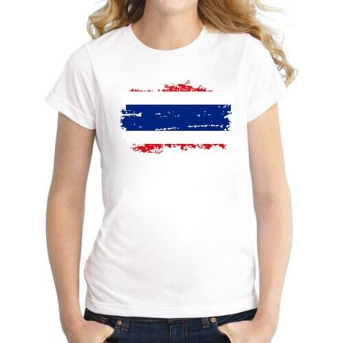 BLWHSA Thailand Flag Women T shirts Thailand Fans Cheer Top & Tee Shirt Cotton Short Sleeve Girl/Women Clothing Plus Size
