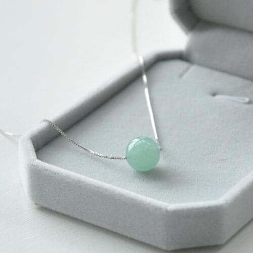 100% Natural 925 sterling silver green luck round beads jade pendant jade necklace men necklaces women pendants jadeite jade
