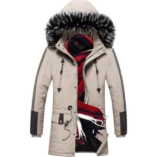 Winter new mens cotton jacket casual plus velvet warm hooded jacket windproof down jacket coat