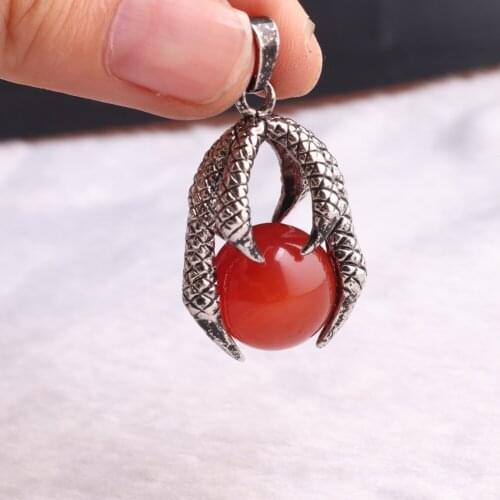1pcs Carnelian Necklace Pendant High Quality Eagle Claw Pendant for Necklace Natural Stone16mm Beads Meditation Jewelry