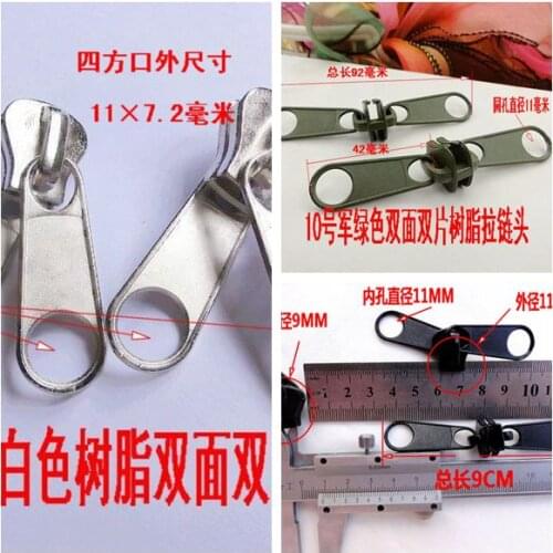 10#zipper sliders black army green silver/double pullers used for size10 resin zippers tent garage farm Hardware accessories