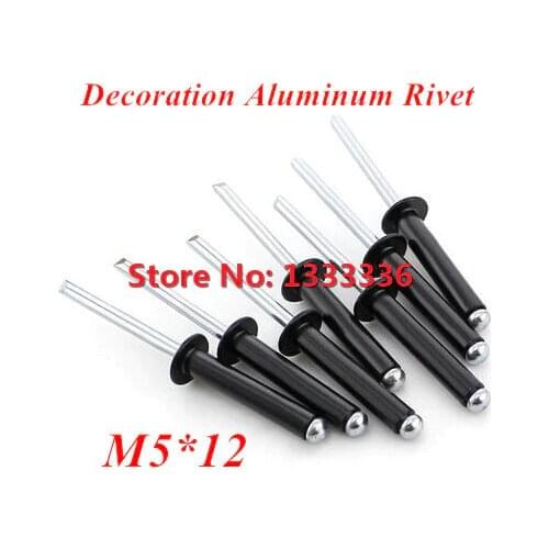 100pcs M5*12 Black Aluminum POP Rivet Core Pulling Decoration Rivets