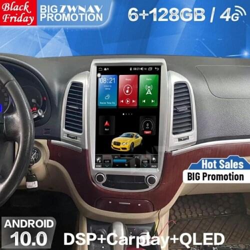 128G Carplay Android Tesla Screen Player For Hyundai Santa Fe 2006 2007 2008 2009 2010 2011 2012 2013 2014 2015 2016 Head Unit
