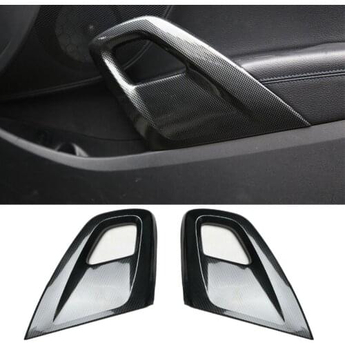 2pcs Inner Door Armrest Panel Trim Cover Carbon Fiber Style ABS Fit for Hyundai Veloster 2012 2013 2014 2015 2016 2017
