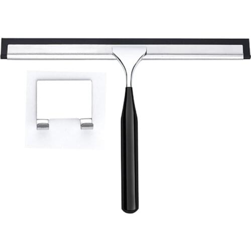 2021 Short Handle Glass Window Squeegee Stainless Steel Home Mirrors Cleaner for Bathroom Showers Glass Doors Adhesive Holder