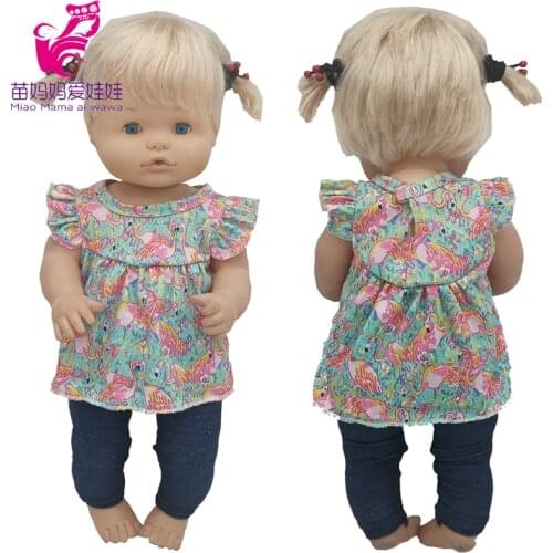 40Cm Nenuco Ropa Y Su Hermanita 17 Inch Reborn Baby Dolls Clothes Flower Shirt Pants Wears