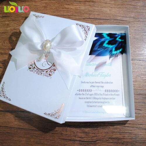 Acrylic printed wedding invitation,custom acrylic wedding invitation card with box(ribbon and logo on the box need extra cost)