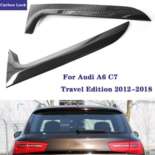 2Pcs Car Rear Side Window Canard Spoiler Air Splitter For Audi A6 C7 Travel EditionAllroad TDI Quattro 2012-2018 Carbon look