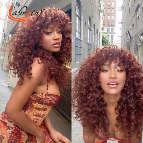 Burgundy Kinky Curly Highlight Honey Blonde Pixie Short Cut Bob Femme Full Machine Made Yellow Color Human Hair Wigs 99J Woman