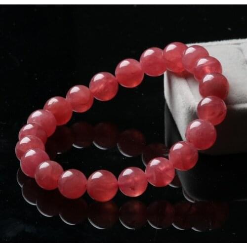 Genuine Argentina Ice Rhodochrosite Gems Natural Stone Women Femme Charm Round Beads Bracelet 9mm