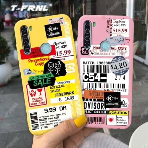 For Redmi Note 8T case Redmi Note 9 Pro Soft TPU for Redmi Note 8 Retro Phone Case with Barcode Label for Redmi Note 8Pro 9s