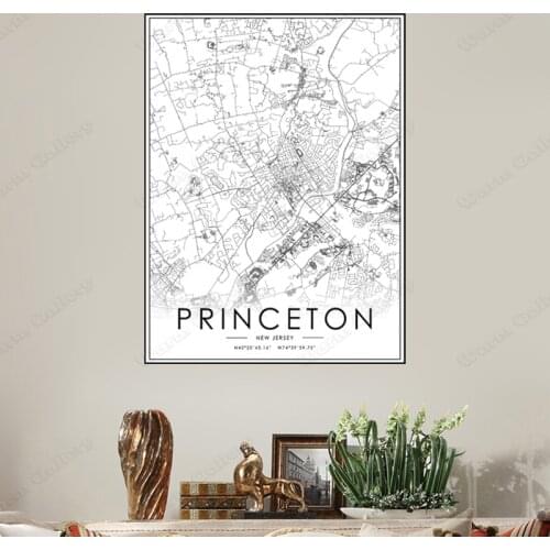 Black and White City Map The Princeton City Map Poster HD Print Wall Art Canvas Nordic Landspace Painting for Home Decor
