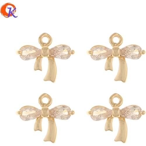 Cordial Design 50Pcs 10*12MM CZ Charms/Jewelry Accessories/Hand Made/Bowknot Shape/DIY Parts/Earring Findings/Rhinestone Pendant