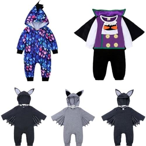 Baby Romper Infant Halloween Costume Outfit Kids Jumpsuit Toddler Boys Infant Cute Dinosaur Clothes Bat Boys Girls Clothes