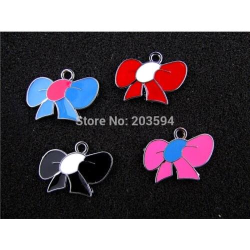 DFG535 Mix Color 20Pcs Alloy Metal Enamel Knot Charms Pendants 20x28mm