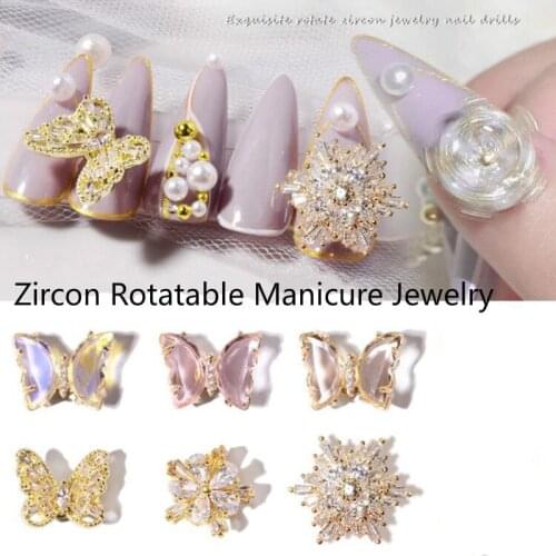 Nail art rotating butterfly zircon crystal jewelry super flash rotating jewelry three-dimensional nail decorative diamond