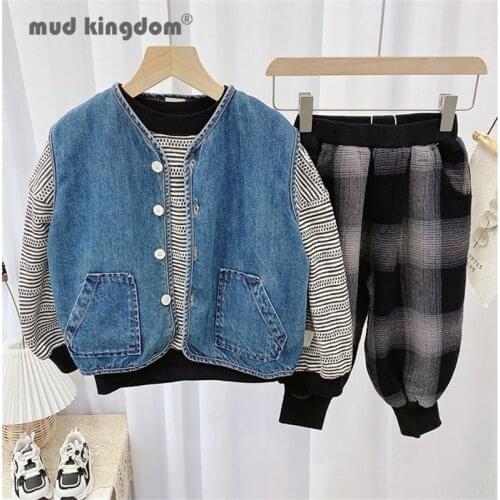 Mudkingdom Kids Denim Vest for Boys Girls Sleeveless Button Pockets Drop Shoulder Casual Thin Tops for Toddler Fashion Clothing