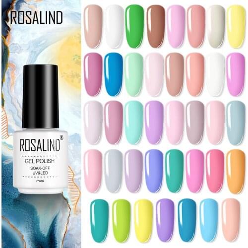 ROSALIND Nail Polish UV Soak Off Regular Pure Colors Gel Polish Semi-Permanent Gel Lacquer All For Nail Art Need Base And Top