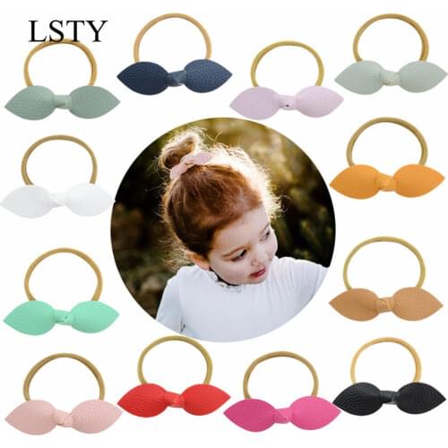 Hot 12 Pcs/set 4 Inch Western Style Hairband Sweet Leather Small Bow Delicate Hair Tie Girl Cute Headband Rubber Band Headdress