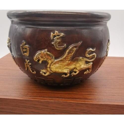 MOEHOMES china Antique brass copper Carved 12 Chinese Zodiacs Statue dargon Qing/Ming Dynasty Bowl cups tea pot wine cup