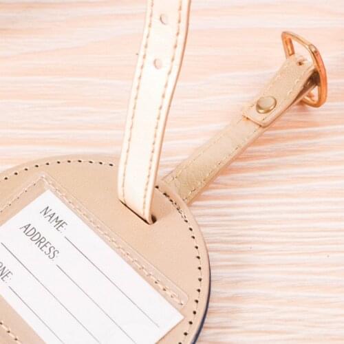 Leather Round Luggage Tag Silica Gel Travel Accessories Airplane Checking Baggage Name Label Suitcase Tags Travel Accessories