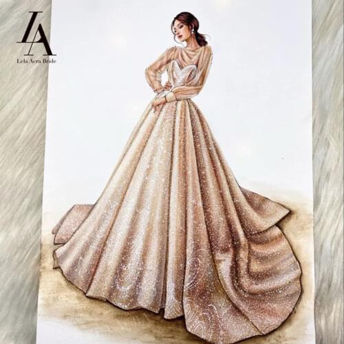 LelaAcra Customed For Ball Gown Wedding Dress Appliques Beaded Train Bridal Princess DZ Vestido De Noiva