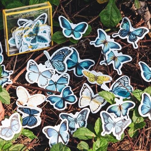 40Pcs/Box Vintage Butterfly Manor Animals Journal Decorative Stickers Scrapbooking Stick Label Diary Album Stickers