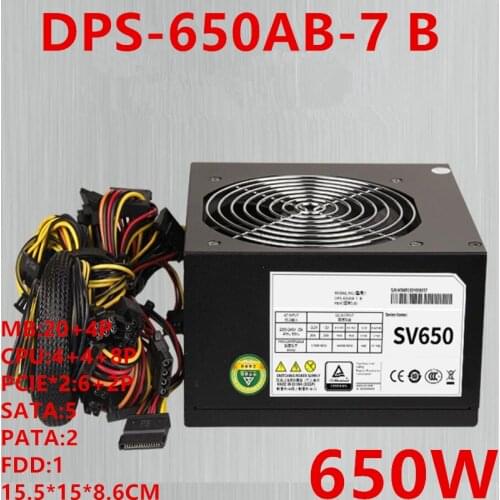 New PSU For Delta Brand Server Workstation Dual Power Supply Rated 650W Peak 750W Power Supply DPS-650AB-7 B