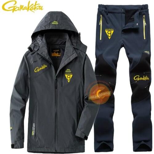 New Keep Warm Gamakatsu Fishing Clothing Sets Men Breathable Outdoor Sports Fishing Clothes Waterproof Fishing Jacket Pants Suit