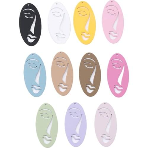 38*19mm Single Hole Oval Hollow Retro Face Fashion Pendant Pendant Handmade Earrings Necklace Accessories