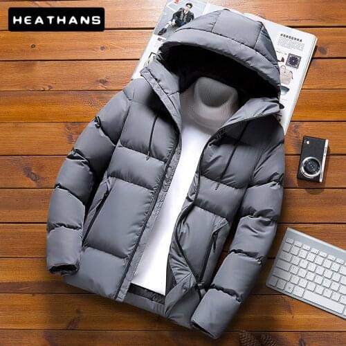 Mens Hooded Parkas Winter Jacket Coat Men Cotton Padded Puffer Jackets Male Fashion Top Zipper Solid Color Handsome Warm Parka