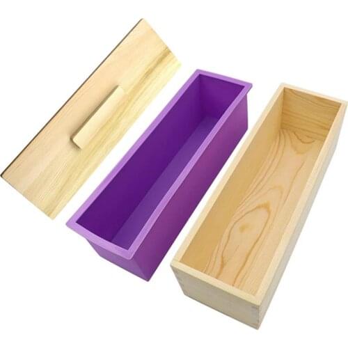 1200ML DIY Silicone Soap Mold Rectangular Flexible Mould With Wooden Box For DIY Handmade Soap Making Tools
