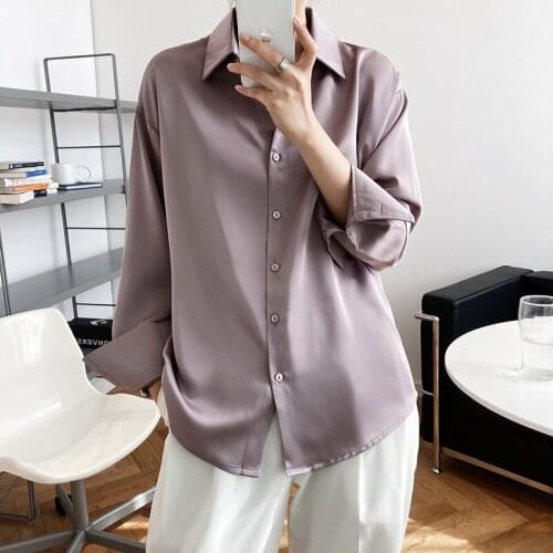2020 Autumn Satin Blouse Turn Down Collar Long Sleeve Blouses Elegant Shirt Tops For Women Clothes