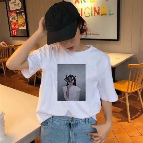 Womens casual T-shirt Harajuku sexy beautiful flowers printed T shirt women Fashion Soft Casual White T shirts Tops
