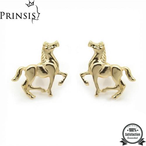2019 New Fashion Cool Gold/ Tone Horse 0.8"X1" Stud Earrings For Girls Ladys Friendship Birthday Gift ASR