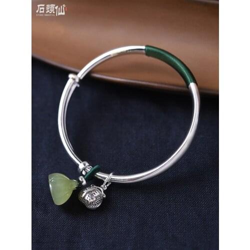 Silver bracelet female antique 999 bell palace bell foot silver retro solid ancient Chinese style young style