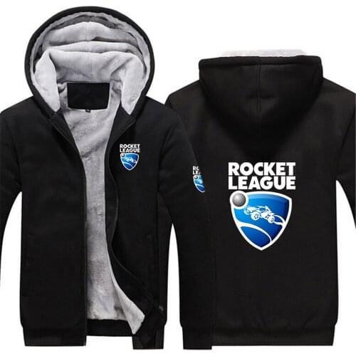 Rocket League Winter Fleece Thermal Hoodie Sweatshirt For Men Casual Slim Thick Warm Windbreaker Jacket Plus Velvet Hooded Coats