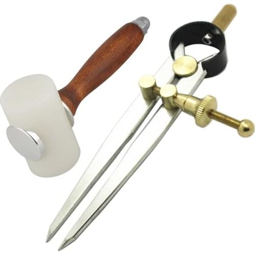 1Pcs T Shape Leather Carving Hammer Wood Handle Nylon Leather Carving Mallet & 1Pcs Leather Craft Rotating Craft Tool Diy Adjust