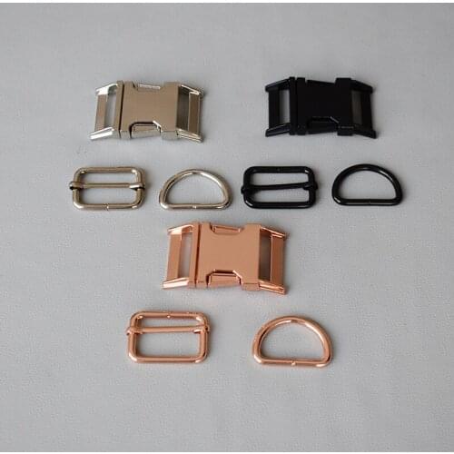 10 set pet supplies Metal side release buckles D rings sliders for 30mm dog cat collar buckles DIY sewing accessories